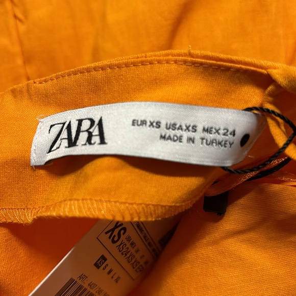 Zara Orange Tangerine Draped Linen Blend Mini Dress Size XS - Picture 6 of 10